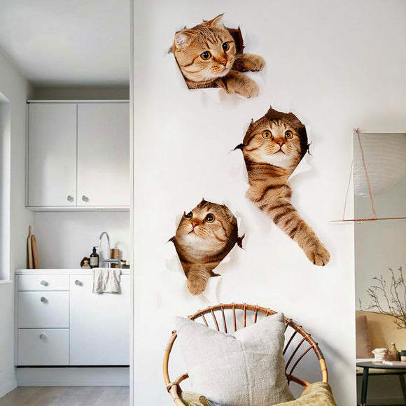 Miico 3D Creative PVC Wall Stickers Home Decor Mural Art Removable Cat Decor Sticker