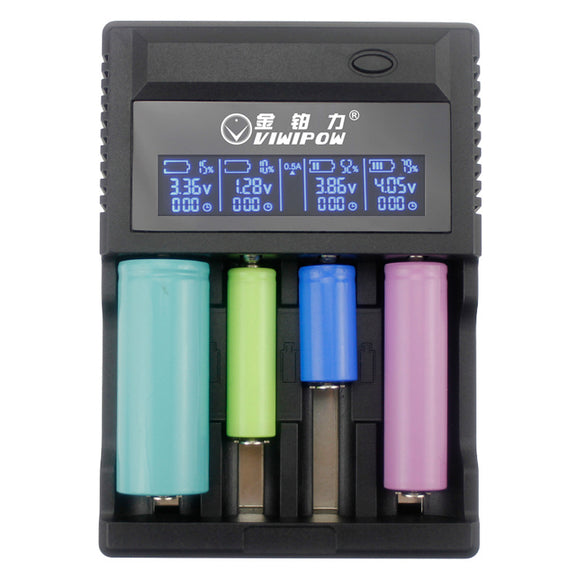 Viwipow ZL440C Universal Speedy Charging 4 Slot LCD Automatic Display for Li-ion/Ni-MH/Ni-Cd/ Fire Prevention Battery Charger
