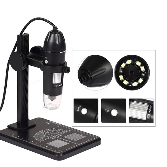 2MP Handheld Digital Microscope Magnifier Endoscope Camera Video with 8 LEDs+Stand Button Dimming