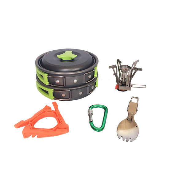 1-2 People Picnic Set Camping Cookware Tableware Stove Bracket Portable Outdoor Cooking Equipment