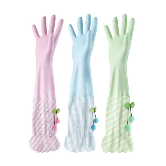 1Pair Dishwashing Thickening Rubber Emulsion Laundry Waterproof Plastic Housework Glove