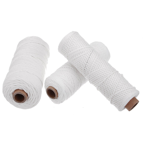 100M 1/2/3mm Natural Cotton String Twisted Cord Craft Rope Multifunctional Tools