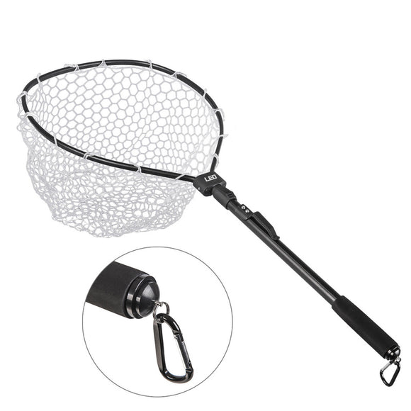 LEO Folding Fish Net Ultra-light Aluminum Alloy Rubber Mesh Catch Tackle Tool Fishing Accessories