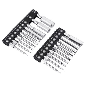 Drillpro 20pcs 60mm H1.5-H12 Hex Head Screwdriver Bit 1/4 Inch Hex Shank Metric Inch Magnetic Screwdriver Bits