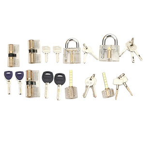 7Pcs Different Type Transparent Practice Padlock Kit Locksmith Practice Training Skill Set