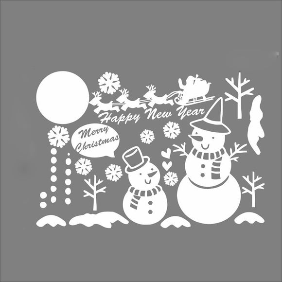 Christmas Snowman Snowflake Glass Removable Window Wall Decor Sticker Party Festival Decorations