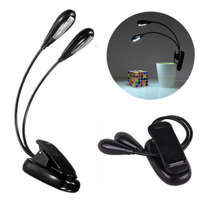 Flexible Dual Arm 8 LED Clip Desk Light Book Reading Laptop Stand Lamp