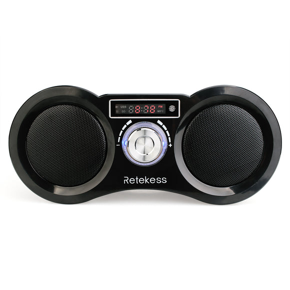 Retekess TIVDIO Digital Display FM AM Stereo Radio Dual 1.6W Bass Loudspeaker USB Disk SD Card MP3 Player AUX Speaker