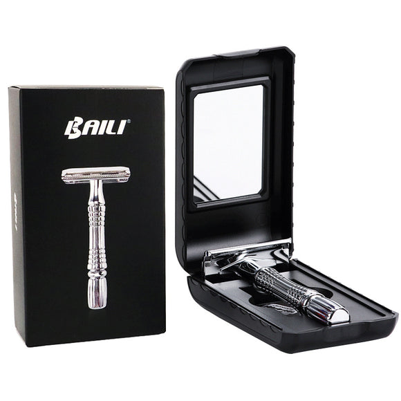 BAILI BT171 Upgrade Men's Manual Shaver Wet Shaving Safety Blade Razor Handle Barber Men's Beard Hair Care +1 Travel Case