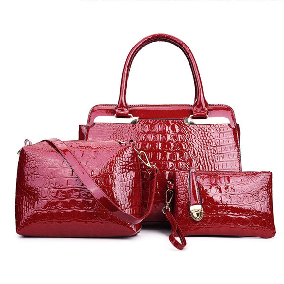 Elegant Crocodile Handbag 3 PCS Evening Bag Date Bag Shoulder Bag Crossbody Bag