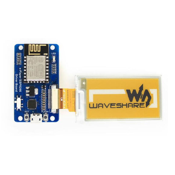 Waveshare 2.13 Inch Bare e-Paper Screen + Driver Board Onboard ESP8266 Module Wireless WiFi Yellow Black and White Display