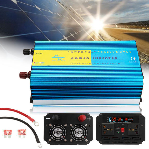 12V/24V to 110V/220V 2000W Pure Sine Wave Inverter Car LCD Solar Power Converter