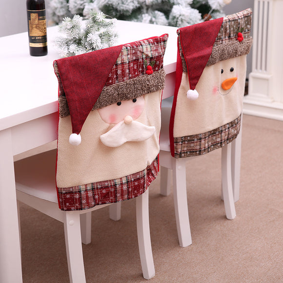 Santa Claus Embroidered Chair Back Cover for Christmas Kitchen Dinner Chair Covers Decorations