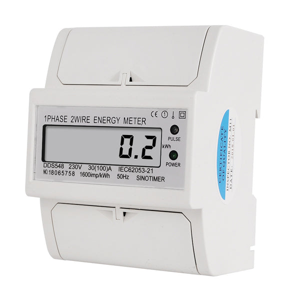 30-100A 230V LCD Display Single-phase Electric Watt-hour Meter DIN-rail Type Installation Household Energy Meter