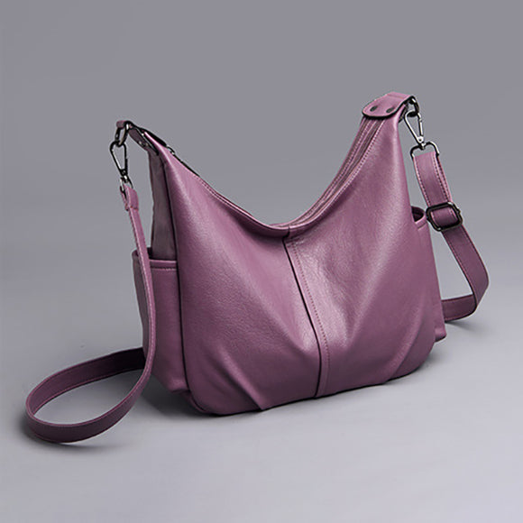 Women Soft Leather Pure Color Shoulder Bag Crossbody Bag