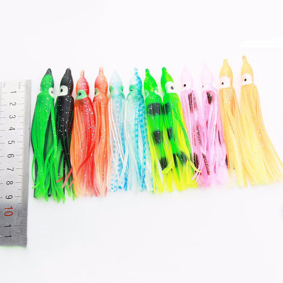 ZANLURE 10Pcs 10CM Soft Plastic Fishing Lures Trolling Squid Skirt Lure Bait Fishing Tackle Tools