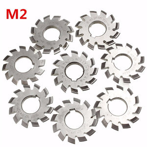 8pcs Module 2 Diameter 22mm 20degree #1-8 M2 HSS Involute Gear Milling Cutter