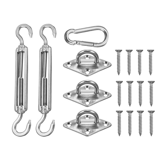 18pcs Rhombus Pad Eye Turnbuckle Snap Hook Self-Tapping Screw Accessories for Triangle Shade Sail