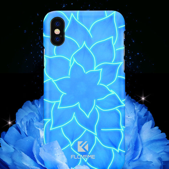 FLOVEME Luminous Light 3D Relief Lily Hard PC Case for iPhone X 7/8 Plus