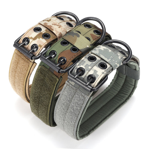 L Tactical Military Adjustable Dog Training Collar Nylon Leash w/Metal Buckle