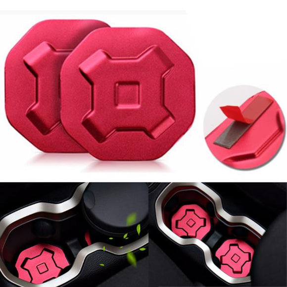 2pcs Red Aluminum Car Water Cup Holder Pad Trims For Jeep Renegade 2015-2016