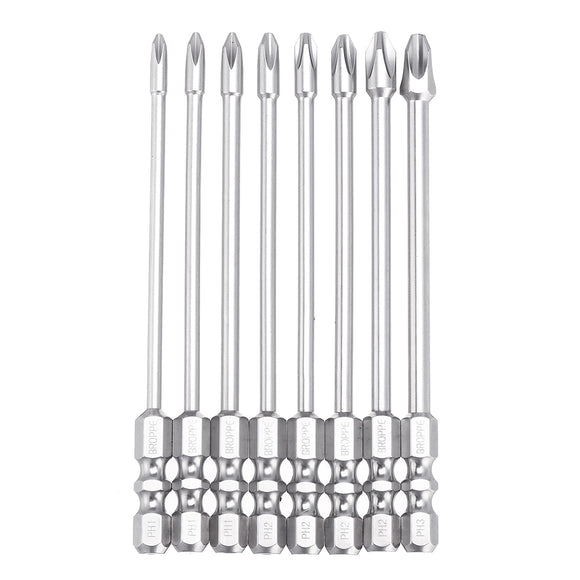 BROPPE 10Pcs 100mm Length Impact Phillips Screwdriver Bit High Torque Cross Screwdriver Bit S2 Strong Magnetic Screwdriver Bit