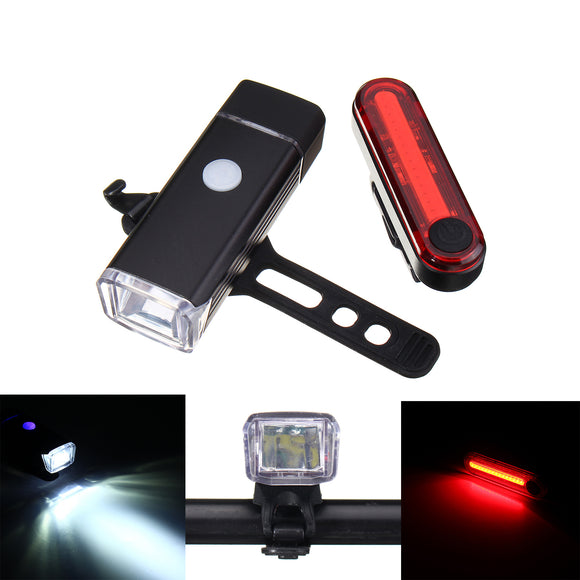 BIKIGHT Bicycle Front Rechargeable Headlight and Tail Rear Light Set USB Led