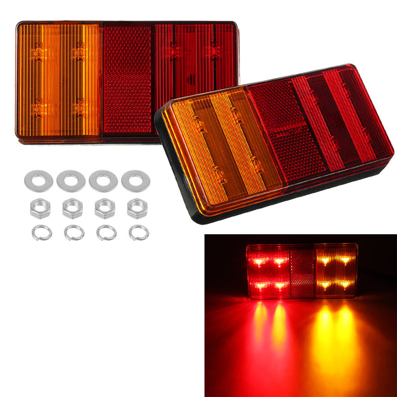 2PCS 12V 8LED Tail Light 2 in 1 Brake Turn Signal Lamps Waterproof For Trailer Truck Bus Van