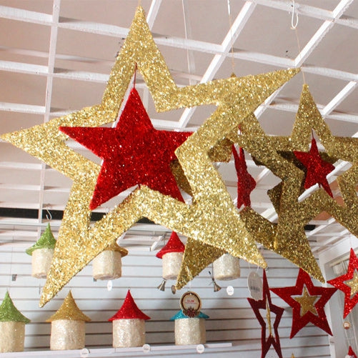 Christmas Iron Star String Hanging Christmas Party Tree Decoration Gifts Pendant Drop Ornament