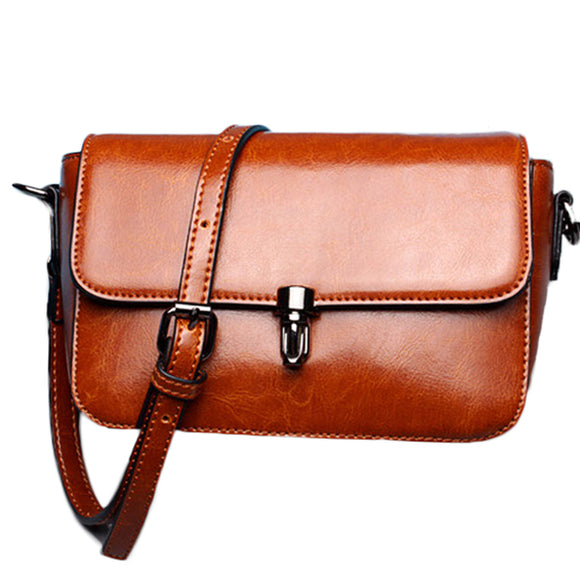 Women Retro Genuine Leather Shoulder Bags Girls Casual Crossbody Bags