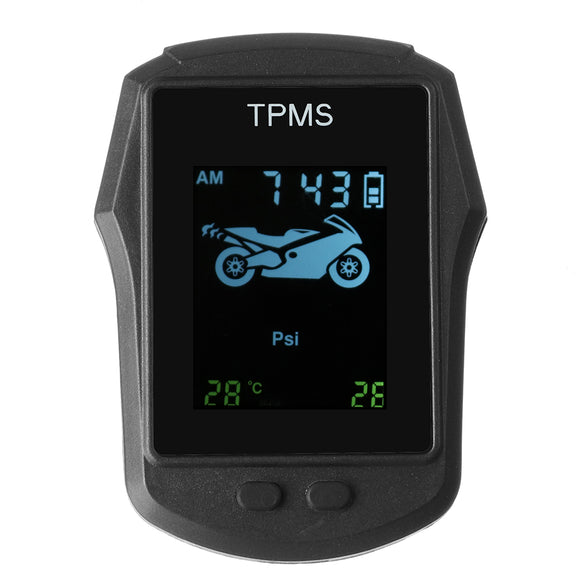 Motorcycle Real Time Tire Pressure Monitoring System TPMS Wireless LCD Display Waterproof With External Sensors