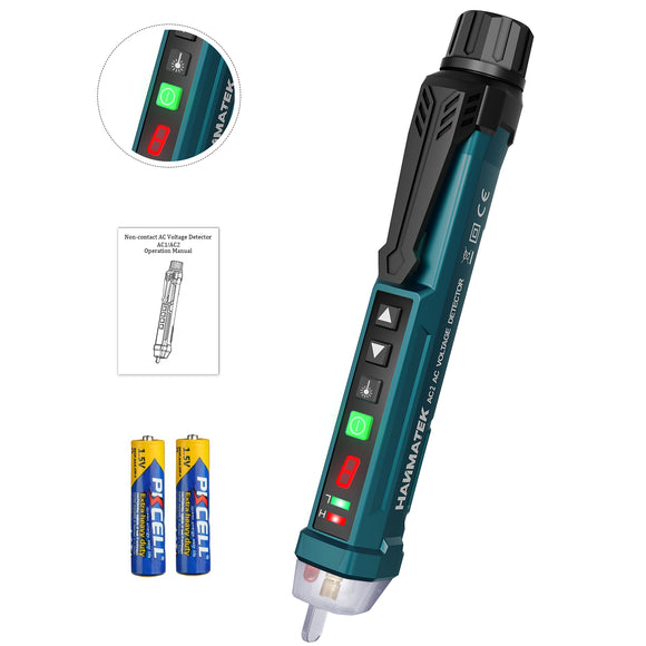 HANMATEK AC1 12V~1000V Red Laser Non Contact Voltage Tester Pen Live Line Null Live Detector with Light + Sound Alarm