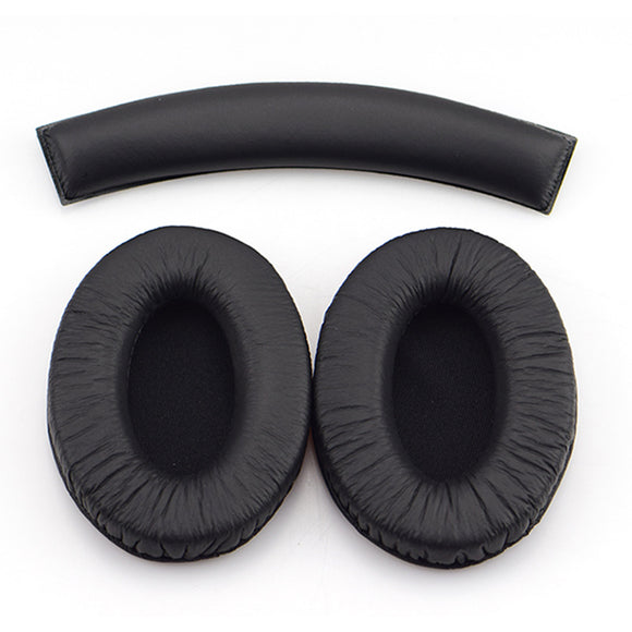2Pcs PU Leather Mesh Headphone Earpads Headband Cover Sponge Cushion for Sennheiser HD457 HD202 HD212 HD447 HD497