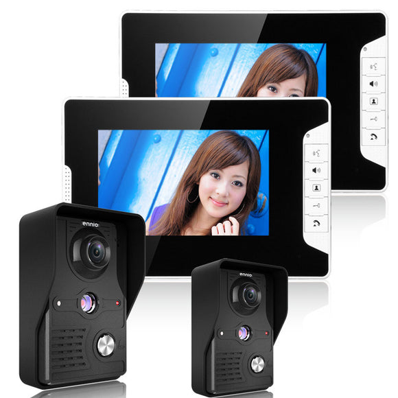 ENNIOSY813MK22 7 Color TFT Video Door Phone Doorbell Intercom Kit 2 Cameras 2 Monitors Night Vision
