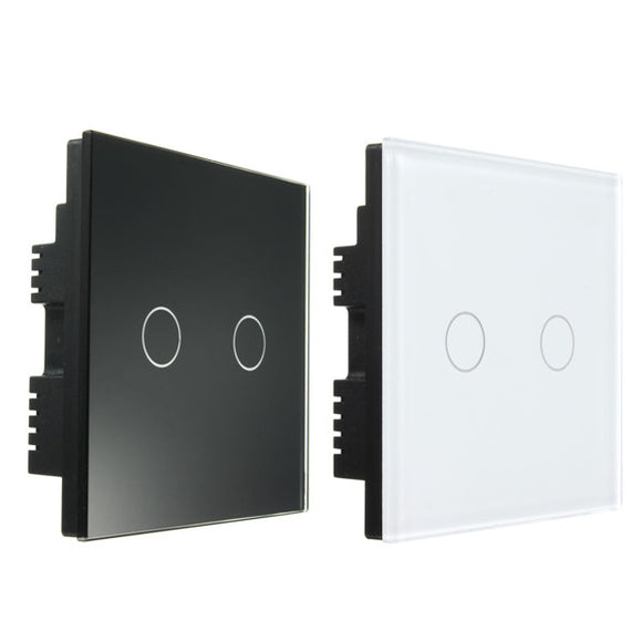 AC 250V Tempered Glass Wall Switch Panel - Two Switch Double Control