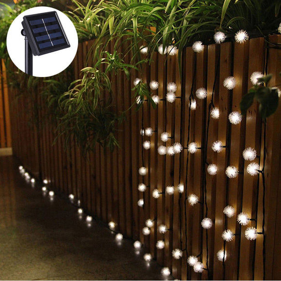 5M 20 LED Solar Power Snow Ball Fairy String Light Outdoor Garden Lamp Christmas Holiday Party Decor