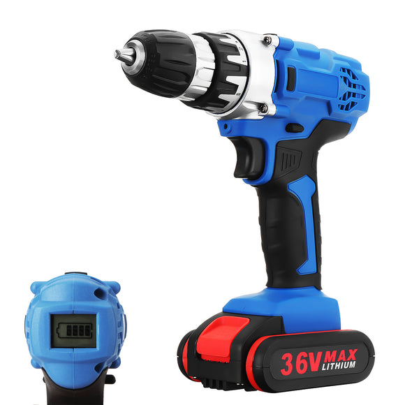 36V Electric Drill Cordless Power Screwdriver 18+1 Torque W/ 1 or 2 Li-ion Battery Power Tools Kit