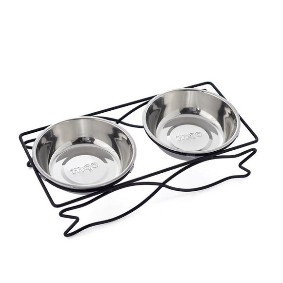 Stainless Steel Pet Bowl for Food and Water Bowls Pet Feeders Double Bowls SetFish Metal Stand