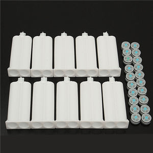 10Pcs 50ml Epoxy Resin Gun Adhesive Cartridge 1:1 Ratio Dispenser with 20pcs Pistons