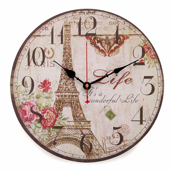 Wooden Vintage Digital Wall Clock Rustic Shabby Chic Retro Decor