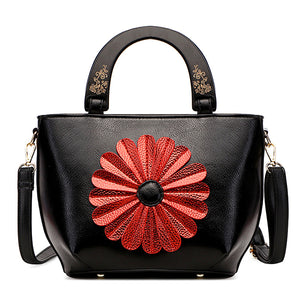 Brenice Women National Faux Leather Flower Crossbody Bag Handbag Shoulder Bag