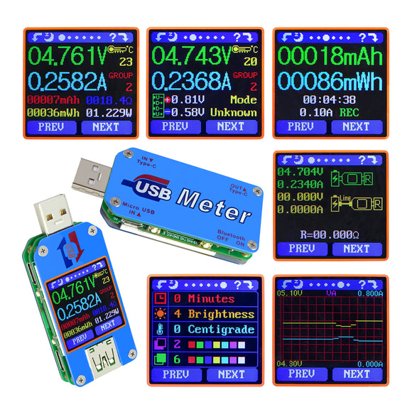 Bakeey UM25C/UM25 USB2.0 Color LCD Display Type C Voltage Current Cable Resistance Measure Tester