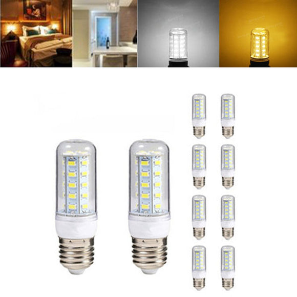 ZX 5X 10X E27 5W 36 SMD 5730 LED Light Pure White Warm White Cover Corn Bulb AC110V AC220V