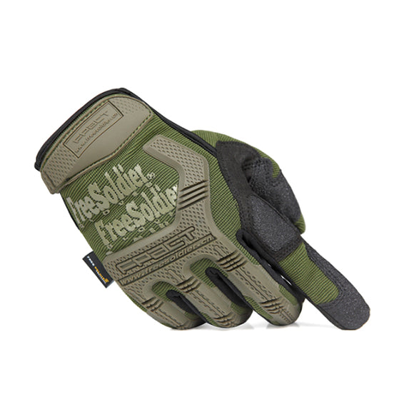 FREE SOLDIER 1Pair Full Finger Glove Army Green Tactical Gloves Elastic Slip Resistant Gloves For Outdoor Sports Cycling Riding Hunting