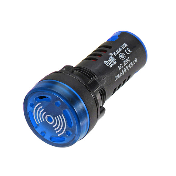 Machifit AC 220V 22mm Signal Lamp Flash Buzzer Indicator Light Blue