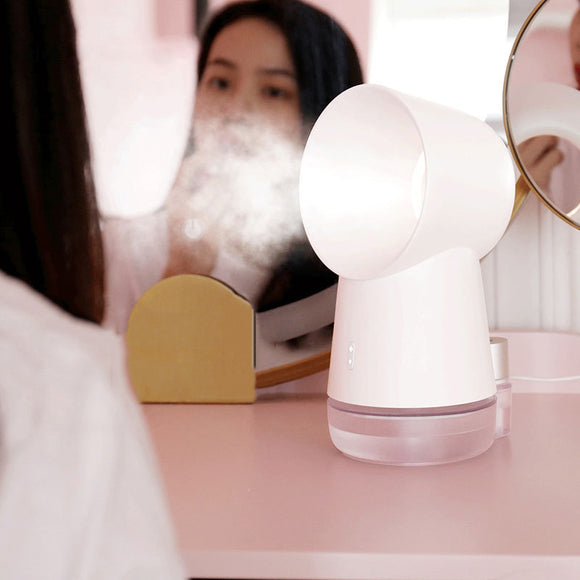 2 IN 1 300ML Mini Spray Humidifier & Desktop Fan Protable USB Night Light Cool Mist Humidifier Essential Oil Diffuser for Home Office