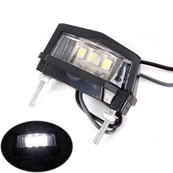 12V 3 LED Number Plate License Light Motorcycle Lamp