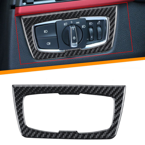 Carbon Fiber Headlight Switch Button Cover Trim Sticker For BMW F30 F34 2013-2017