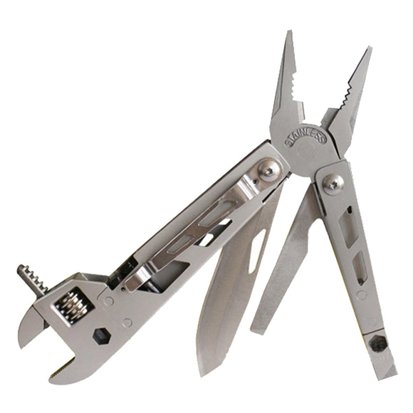 7 in 1 Outdoor Survival Adjustable Spanner Folding Knife Fishing Pliers Wrench File Combination