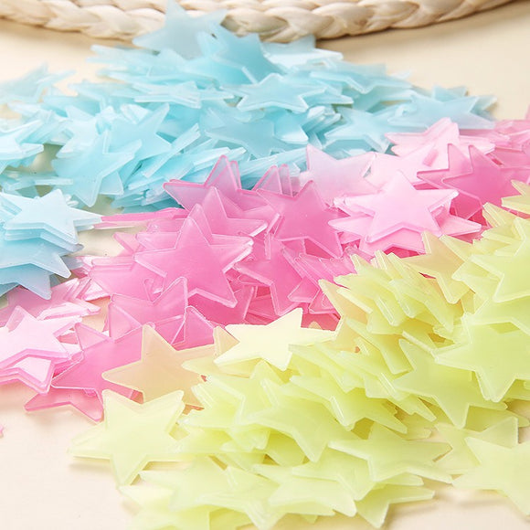 3cm 100PCS Colorful Fluorescent Glow Star Wall Sticker